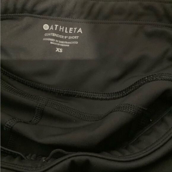 Athleta 9” contender shorts black EUC XS side zip pockets never end drawstring - Picture 8 of 12
